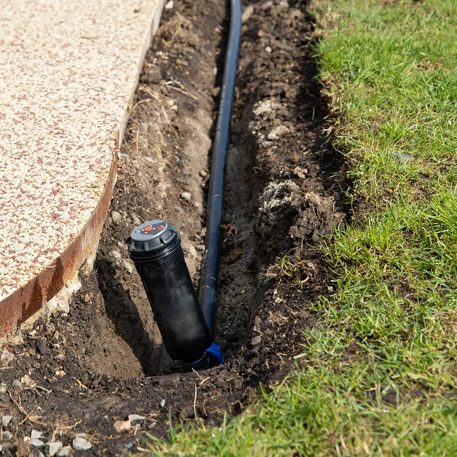Irrigation system in process of being installed